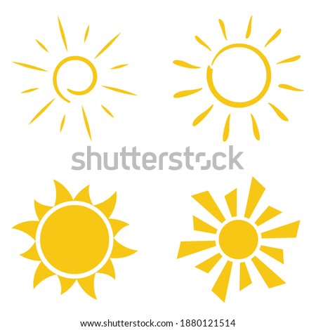 Sun icons set. Hand drawing in the style of doodle.