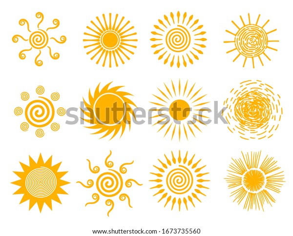 Sun Icons Sun Set Hot Weather Stock Vector (Royalty Free) 1673735560 ...