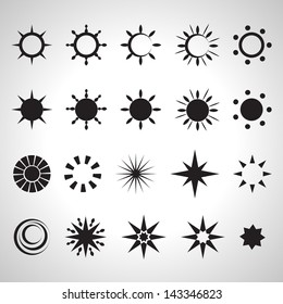 Sun Icons - Set - Isolated On Gray Background - Vector Illustration, Graphic Design Editable For Your Design. Sun Logo