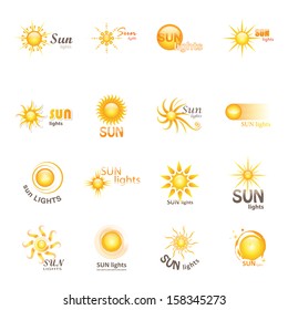 Sun Icons Set - Isolated On White Background - Vector Illustration, Graphic Design Editable For Your Design. 