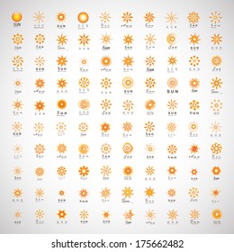 Sun Icons Set - Isolated On Gray Background - Vector Illustration, Graphic Design Editable For Your Design