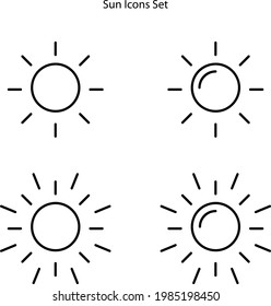 sun icons set isolated on white background. sun icon trendy and modern sun symbol for logo, web, app, UI. sun icon simple sign.