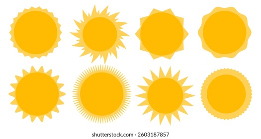 Sun Icons Set Isolated White Background , Vector Illustration