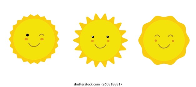 Sun Icons Set And Isolated White Background , Vector Illustration