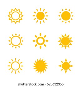 sun icons set on white