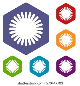 Sun icons set rhombus in different colors isolated on white background