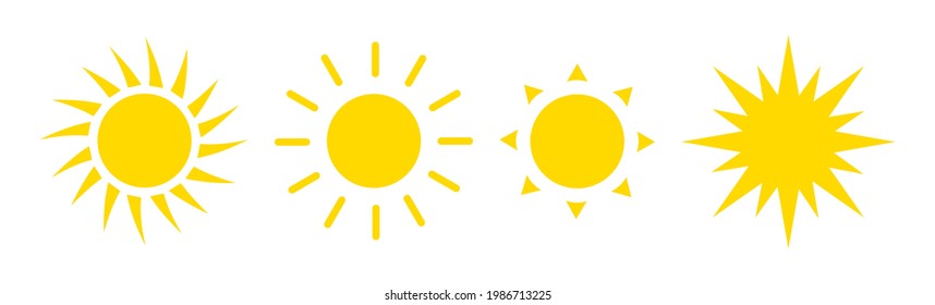 Sun icons set. Shine sun ray set. Sunshine vector sign. Sunset icon collection. Abstract art. Vector illustration isolated on white background