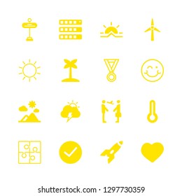 sun icons set with temperature, puzzle and sunrise weather symbol vector set