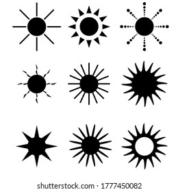 Sun. Icons set in vector.