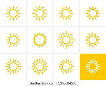 Sun Icons set. Vector clipart sunshine
