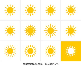 Sun Icons set. Vector clipart sunshine