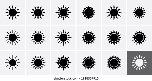 Sun Icons Set. Vector Illustration Sun Rays