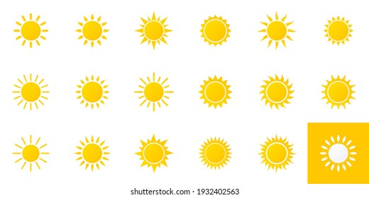 Sun Icons set. Vector illustration sun rays