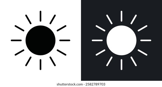 Sun icons set vectors black and colored style