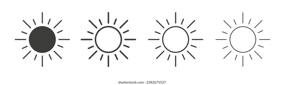 Sun icons set vectors graphic designs