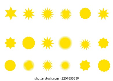 sun icons set, yellow sun