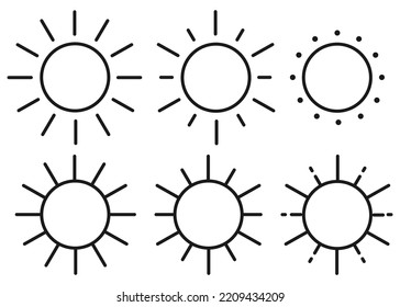Sun icons. Shine sun ray set. Vector illustration. Eps 10.