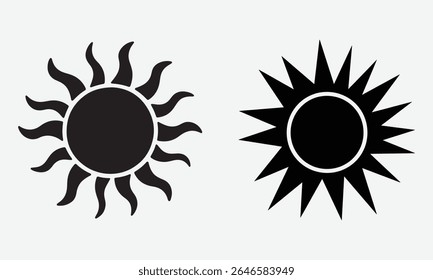 Sun Icons Silhouette Vector Style on White Background