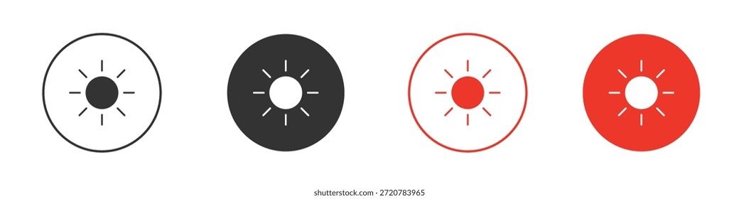 Iconos de sol simple silueta plana Ilustración vectorial