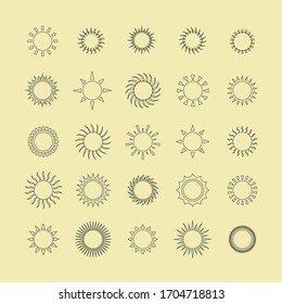 Sun icons. Simple Summer symbols for graphic and web design Vector