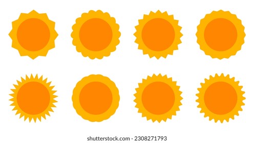 Sun icons summer set. Vector illustration