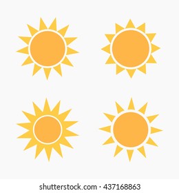 Sun icons and symbols set. Flat design vector illustration