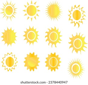 Sun Icons Symbols Vector illustration. 
Good for banner, poster, greeting card, party card, invitation, template, advertising, campaign, and social media. 
