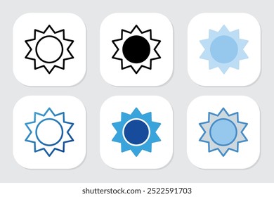 Iconos del sol con diversos estilos del diseño