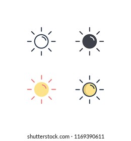 sun icons vector. icons with four different styles