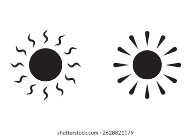 Sun icons. Sun vector icon set in black color isolated set. solar isolated icon. sunshine sun icon vector illustration icons . 
