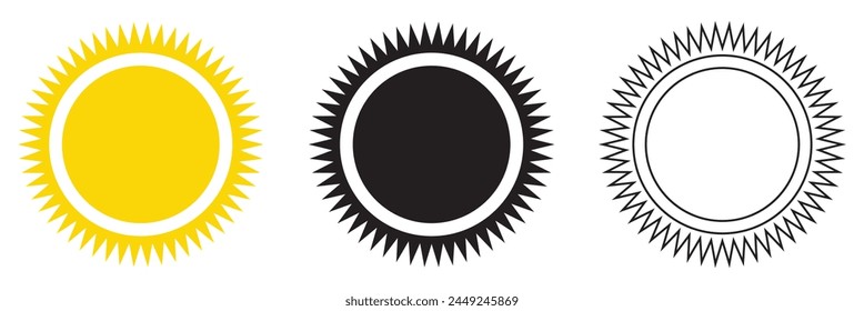 Sun icons vector isolated on white background. Shine sun ray set. Sunshine vector sign. Sunset icon collection. Abstract art. vector illustration. EPs 10