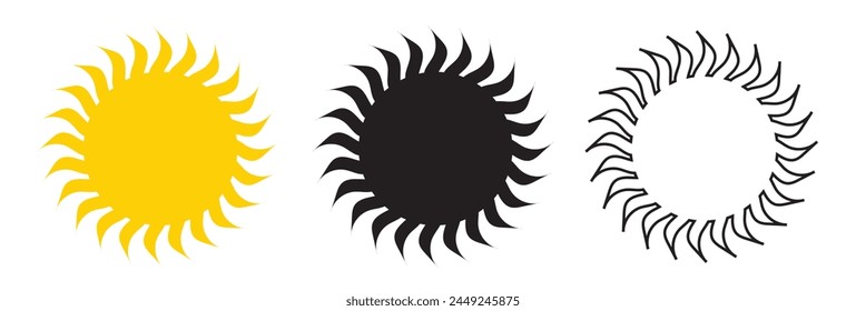 Sun icons vector isolated on white background. Shine sun ray set. Sunshine vector sign. Sunset icon collection. Abstract art. vector illustration. EPs 10