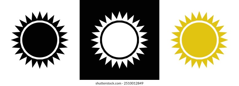 Sun icons vector isolated on white background. Shine sun ray set. Sunshine vector sign. Sunset icon collection. Abstract art in eps 10.