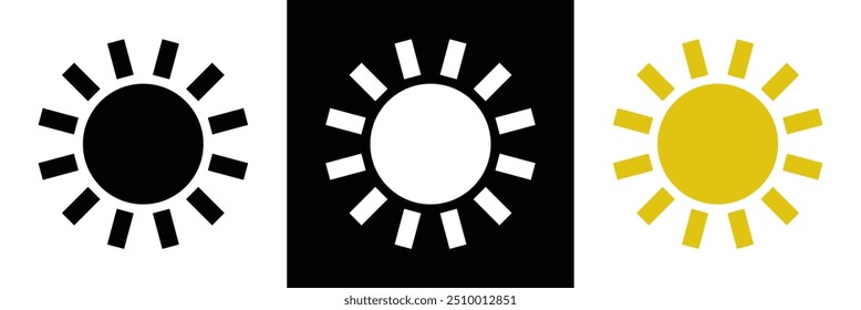 Sun icons vector isolated on white background. Shine sun ray set. Sunshine vector sign. Sunset icon collection. Abstract art in eps 10.
