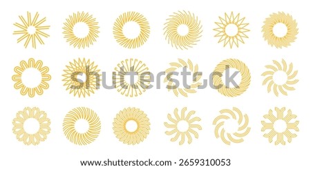 Sun icons vector isolated. Shine sun set. Sunshine vector illustration