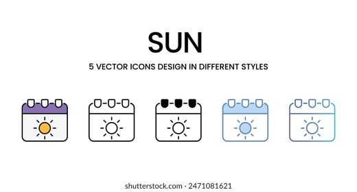 Sun icons vector set stock illustration.