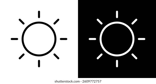Sun icons vector set in stroke line style