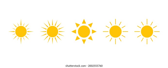 Sun icons vector set. Yellow suns collection. Vector illustration. EPS 10.
