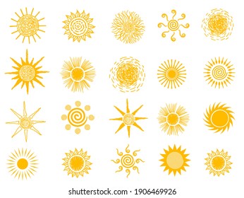 
Sun icons vector symbol set. For summer, nature, sky, summer. Sun silhouette. Isolated vector illustration