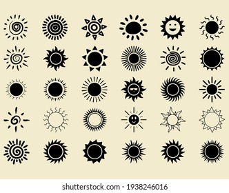 Sun icons vector symbol set, Cut Files, Cricut, Silhouette, Vector