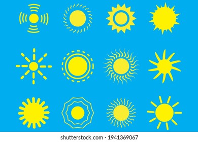 Sun icons vector symbol set. Nature illustration. Vector graphic. Stock image.