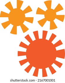 ,Sun icons vector symbol set, sun vector design, sun rays vector,  sun shapes.  sunset, dawn illustrations set. Fire colors round shape, Orange red yellow circle,