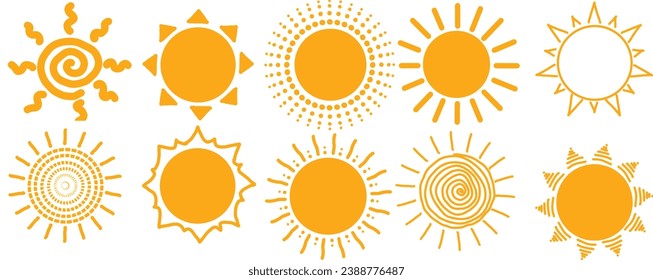 Sun icons vector symbol set
