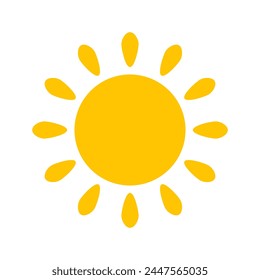 Sun icons vector symbol set. yellow sun Shining light rays to heat the summer. Isolated on white background.