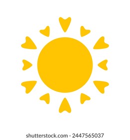 Iconos de sol Vector conjunto. sol amarillo Rayos de luz brillante para calentar el verano. Aislado sobre fondo blanco.