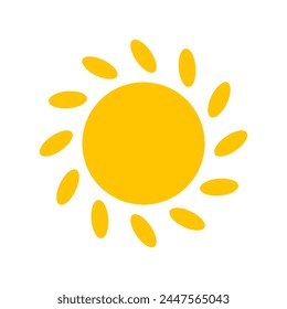 Sun icons vector symbol set. yellow sun Shining light rays to heat the summer. Isolated on white background.