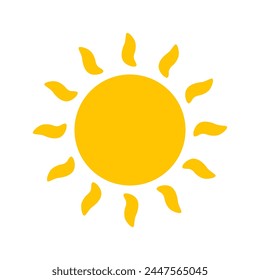 Sun icons vector symbol set. yellow sun Shining light rays to heat the summer. Isolated on white background.