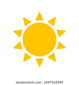 Sun icons vector symbol set. yellow sun Shining light rays to heat the summer. Isolated on white background.