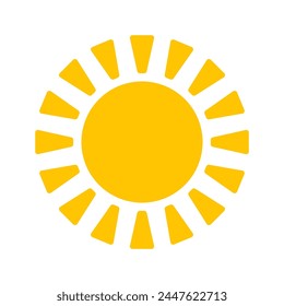 Sun icons vector symbol set. yellow sun Shining light rays to heat the summer. Isolated on white background.