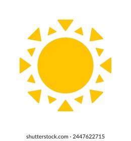 Sun icons vector symbol set. yellow sun Shining light rays to heat the summer. Isolated on white background.